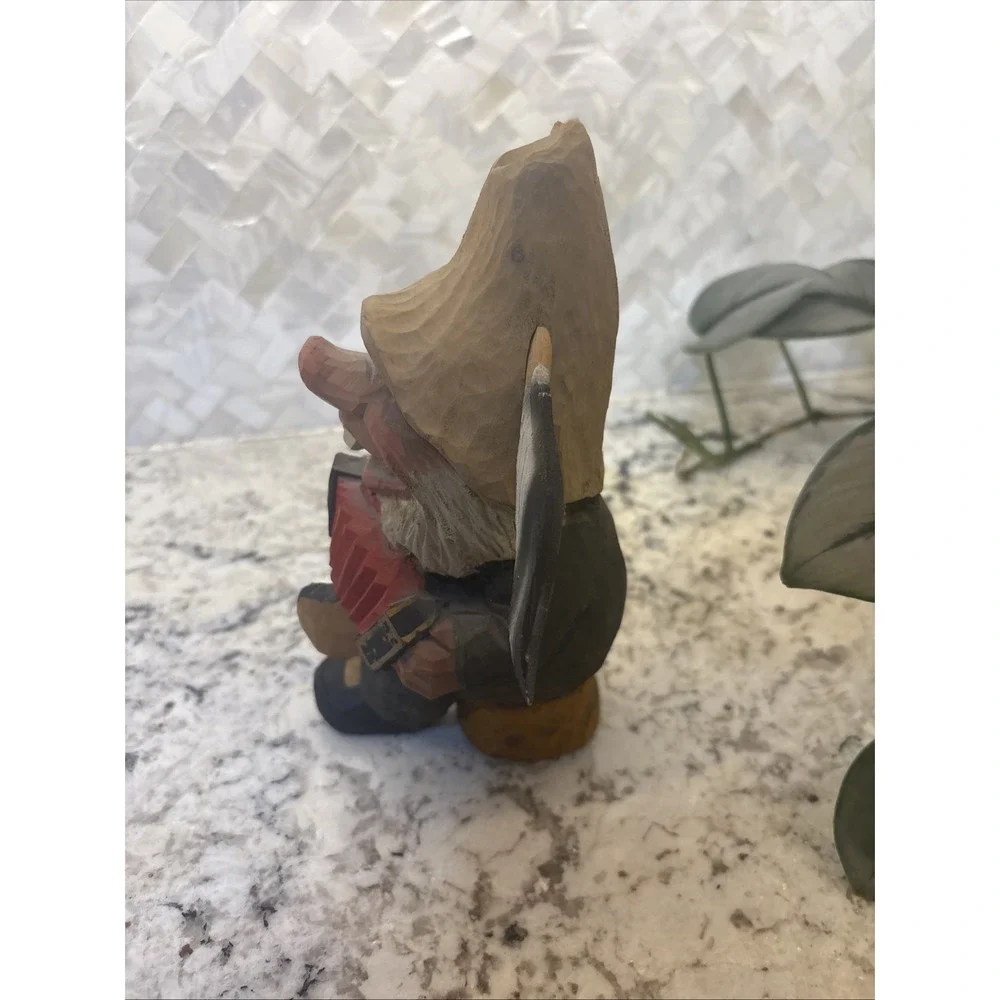 Vintage Henning Hand-Carved Troll Wooden Gnome Red Hat‎ 7.3/4